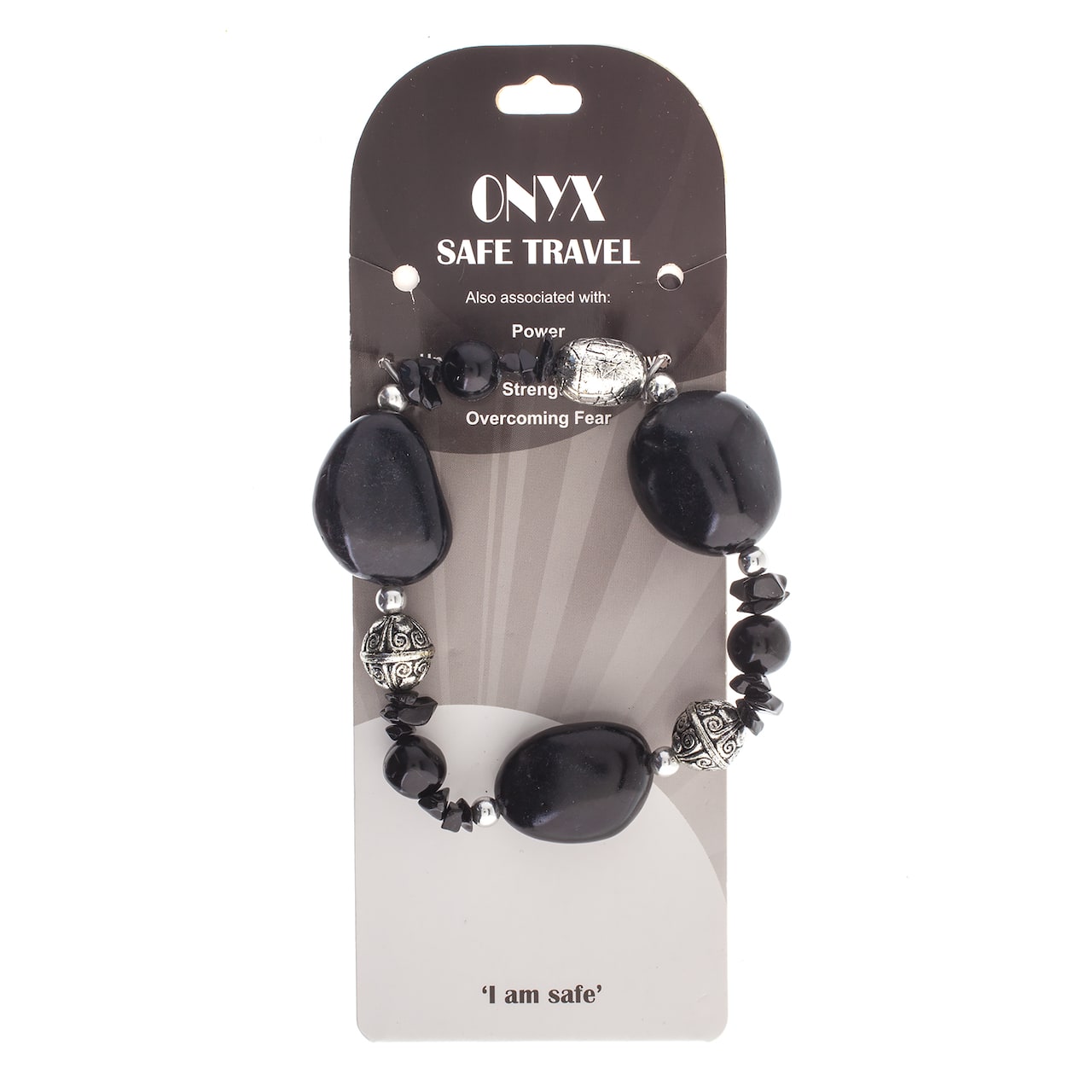 John Bead Onyx Dyed Black No.85 Natural Stone Stretch Bracelet
